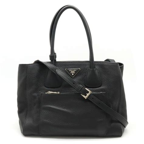 prada bn2795|PRADA VITELLO PHENIX Tote Bag Shoulder Leather NERO .